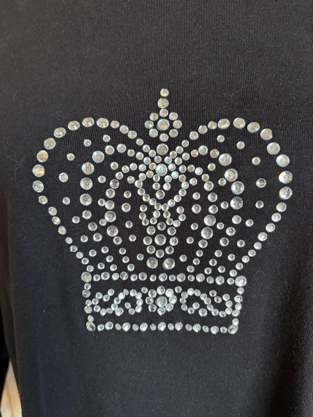 Vintage Quacker Factory Women’s SZ 2X Black 3/4 Sleeve Shirt w/Rhinestone Crown - Picture 5 of 9